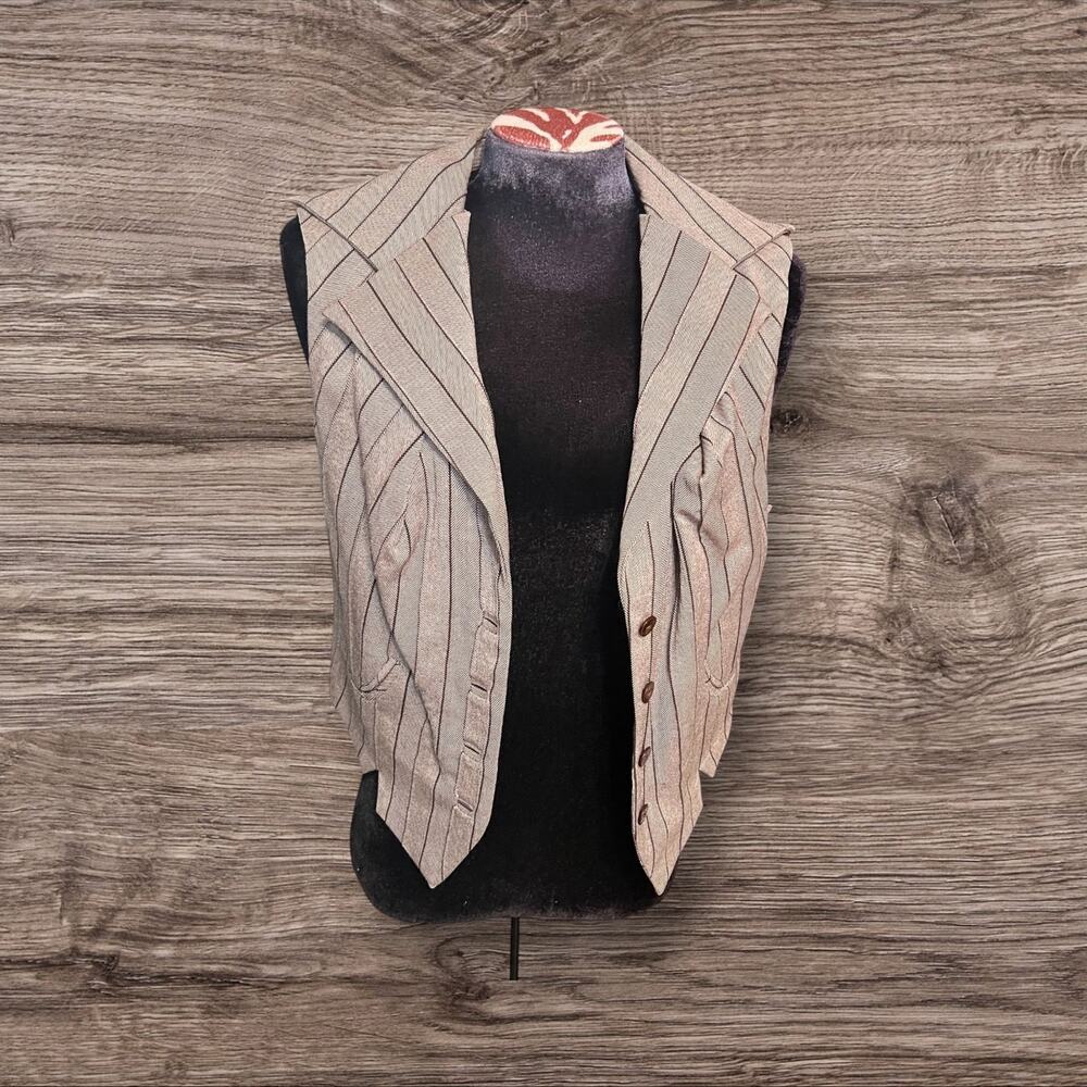 Vanessa Riley London Women’s Brown Stripe Herringbone Vest Waistcoat Size Medium